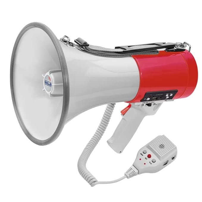 Ahuja - Shoulder Sling & Handgrip Type/Handheld Battery Operated Megaphone with Microphone, Siren/Indoor, Outdoor PA System (AM-25DP, Multicolor)