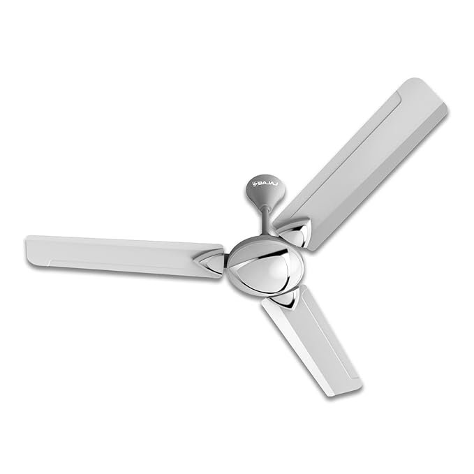 Bajaj Glide Ee 1200Mm (48") Ceiling Fans For Home |Bee Star Rated Energy Efficient Ceiling Fan|Rust Free Coating|Unique Chrome Plated|Designer Fan|Highspeed| 2-Yr Warranty Snowy White, 1 Star