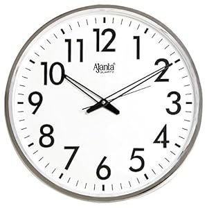 Ajanta Plastic Abstract Office Sweep Second Clock (397 SS, White)