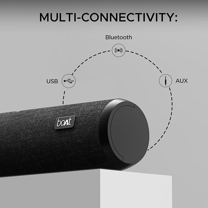 boAt Aavante bar 600 Bluetooth Soundbar with 25W RMS Signature Sound, 2.0 Channel with Dual Passive Radiators, Upto 7 Hours Playback & Multi Connectivity(Jade Black)