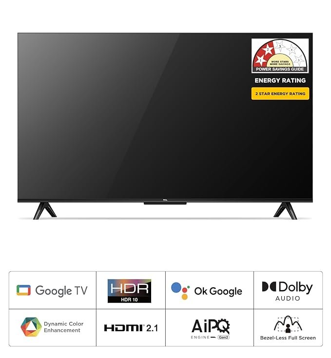 TCL 108 cm (43 inches) Bezel-Less Full Screen Series Ultra HD 4K Smart LED Google TV 43P635 Pro (Black)