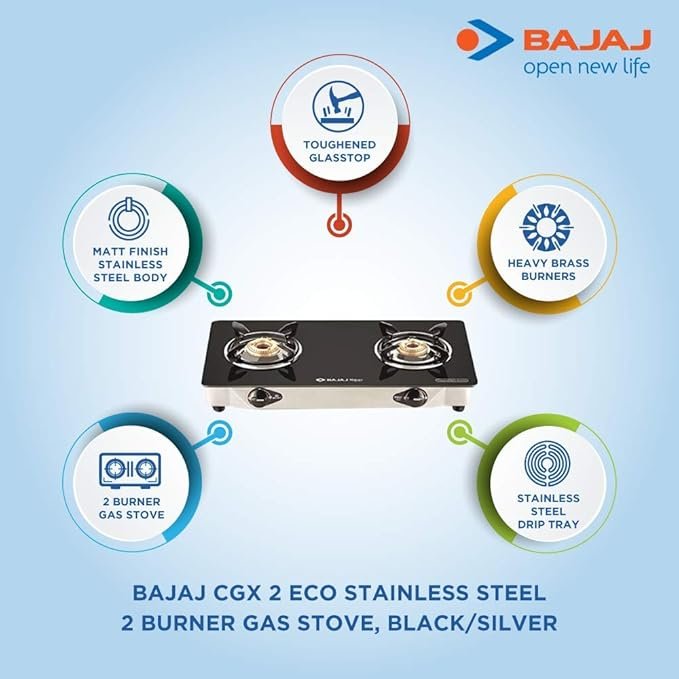 Bajaj CGX 2 ECO Stainless Steel Cooktop (White, Black)