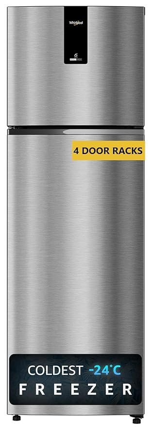 Whirlpool 235L 3 Star Inverter Frost Free Double Door Refrigerator Appliance (IF INV ELT DF278 German STEEL(3S)-TL, Internal UI Touch, Coldest Freezer, 2024 Model)