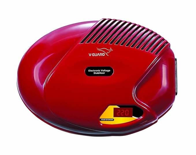 V-Guard VGSD 50 Smart Stabilizer for Refrigerator up to 300 litre | Advance Overheat Protection | 2 A Capacity | Convenient LED Indicator | Cherry Red (Working Range:130-290 VAC)