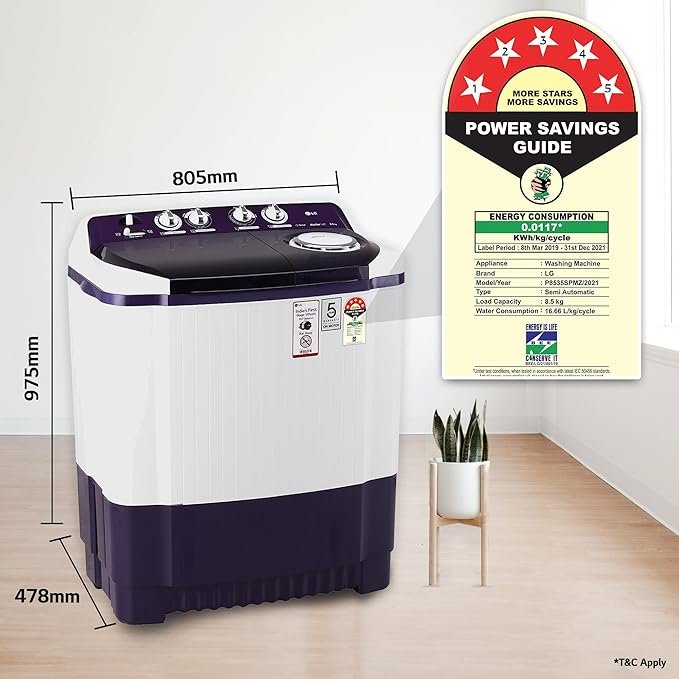 LG 10 kg 5 Star Semi-Automatic Top Load Washing Machine Appliance (P1040RGAZ, Dark Gray, Roller Jet Pulsator)