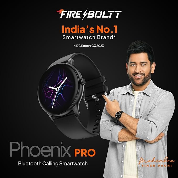 Fire-Boltt Phoenix Pro 1.39" Bluetooth Calling Smartwatch, AI Voice Assistant, Metal Body with 120+ Sports Modes, SpO2, Heart Rate Monitoring (Black)