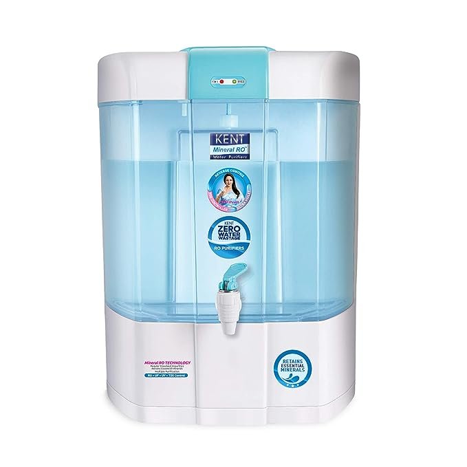 KENT Pearl RO Water Purifier | 4 Years Free Service | ISI Marked | Multiple Purification Process | RO + UV + UF + TDS Control + UV LED Tank | 8L Detachable Tank | Zero Water Wastage | White