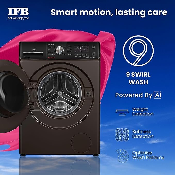 IFB 8 Kg 5 Star AI Eco Inverter Fully Automatic Smart Front Load Washing Machines(SENATOR PLUS MXC 8014, 2023 Model, Mocha, 3D Wash Technology, 4 Years Comprehensive Warranty)