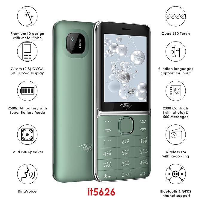 itel it5626 (7.1cm, 2500mAh, Dark Green)