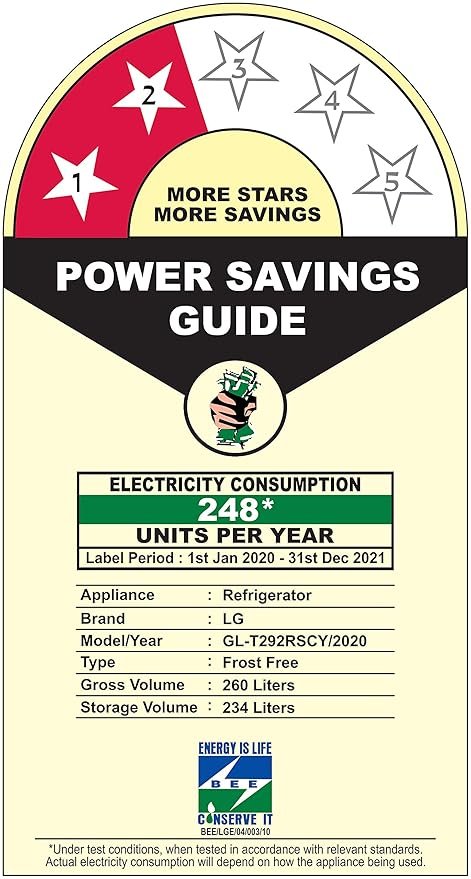 LG 260 L 2 Star Frost Free Inverter Double Door Refrigerator (GL-T292RSCY, Scarlet Charm, Convertible)