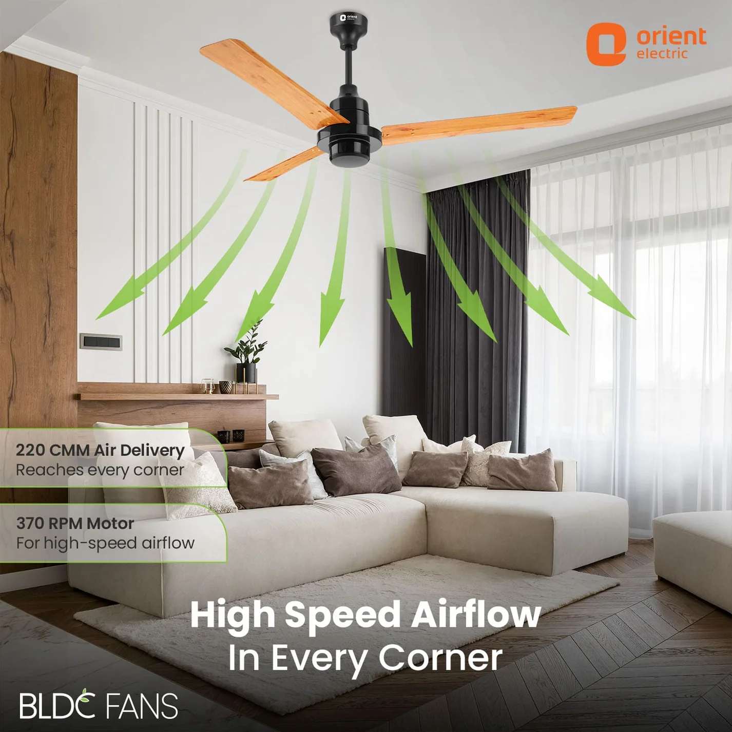 EcoTech Supreme 1200mm Energy Efficient BLDC Ceiling Fan Remote