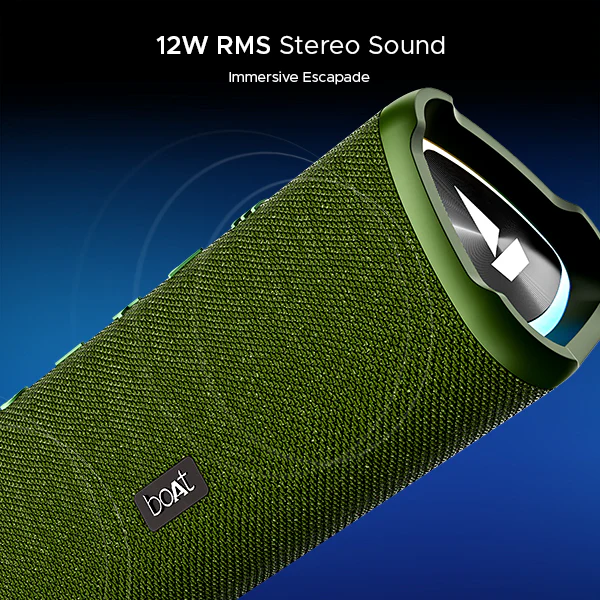 boAt Stone 750w 12 HRS Playback, RGB, TWS Feature & IPX5 12 W Bluetooth Speaker  (Moss Green, Mono Channel)